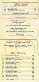 Menu Chez Pailine - les spécialités du chef et plats végétarien