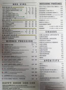 Menu Le Pub - Les vins , bières pressions et  apéritifs,...