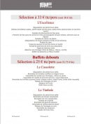 Menu SF Events - Les buffets à 33 € et les buffets debouts,.....(entreprise)