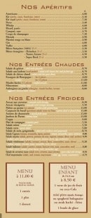 Menu Il Giardino - les apéritifs, entrées et menus