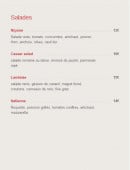 Menu Le Bistroquet - Les salades