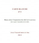 Menu L'Escarbille - La carte blanche à 67€