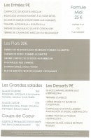 Menu Le Quosy - Les entrées, plats,...