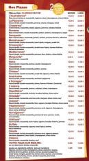 Menu Pizza West - Les Pizzas