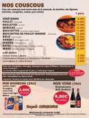 Menu Le Royal Couscous - La carte
