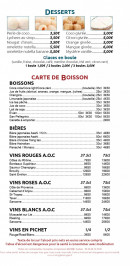 Menu Oyama - Les desserts, carte des boissons