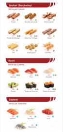 Menu Oyama - Les yakitori, sushi, ...