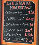 Carte et menu de Brasserie de l'Hôtel de Ville à Malakoff — Les bières