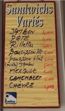 Carte et menu de Brasserie de l'Hôtel de Ville à Malakoff — Les sandwichs
