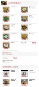 Carte et menu de Au brazier à La Garenne Colombes — Les accompagnements, menu enfant et desserts