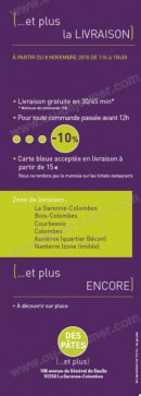 Menu Des Pâtes et Plus - Les information supplémentaire 