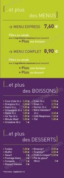 Menu Des Pâtes et Plus - Les menus et boissons 