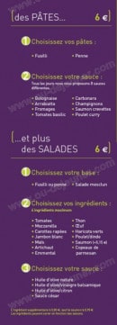 Menu Des Pâtes et Plus - Les pâtes et salades 