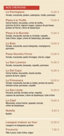 Carte et menu de Al Vecchio Forno à Levallois Perret — Les créations