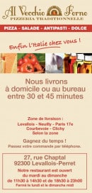 Carte et menu Al vecchio forno Levallois Perret