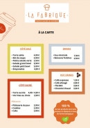 Menu La Fabrique - La carte
