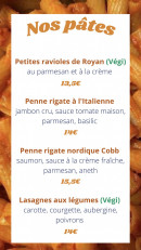 Menu L'Arcouest - Les pates