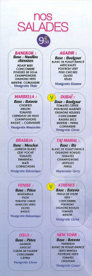 Menu Saladium - Les salades