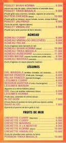 Carte et menu de New Tandoori House à Meudon la Foret — Agneau, légumes,fruits de mer,...