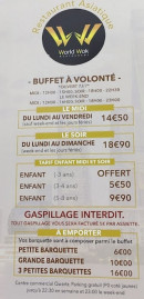 Carte et menu de World Wok à Villeneuve la Garenne — Buffet à volonté