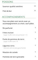 Carte et menu de Staya à Courbevoie — Poissons et accompagnements