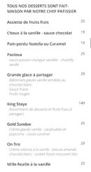 Carte et menu de Staya à Courbevoie — Desserts