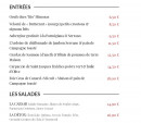 Menu La Tête Noire - Les entrées et salades