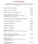 Carte et menu de La Brasserie du Château à Rueil Malmaison — Côté brasserie