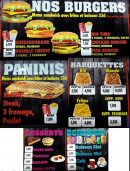 Menu Le Bosphore - Les burgers, paninis et barquettes, ...