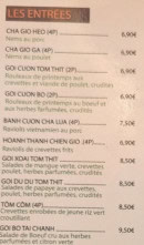 Carte et menu de Vietnam Othentik à Rueil Malmaison — Les entrées