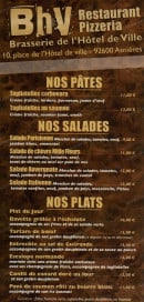 Carte et menu Brasserie de l'hotel de ville Asnieres sur Seine