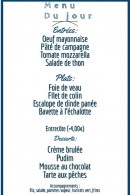 Carte et menu de Cafe Minhoto à Asnieres sur Seine — Un exemple de menu du jour