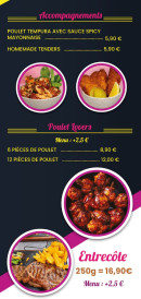 Menu Dragon Corner - Les accompagnements et poulets lovers
