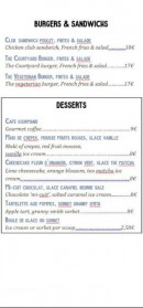 Menu Kitchen and Bar - Les burgers, sandwichs et desserts