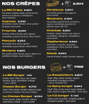 Menu Mill's Crêpes - Les crêpes et burgers