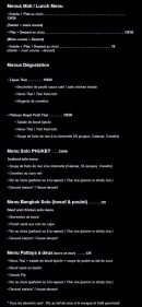 Menu Le Petit Thai - Les menus