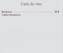 Menu Le Rue Parmentier - La carte des vins