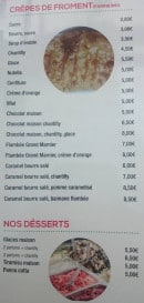 Menu Gelateria Verdi - Crêpes et desserts