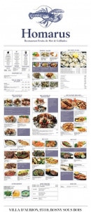 Carte et menu de Homarus à Rosny Sous Bois — La carte