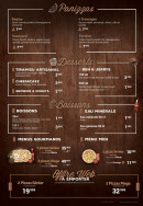 Menu Woodiz - Les panizzas, desserts, boissons...