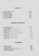 Menu L'imprévu - Entrées, salades et omelettes 