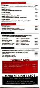 Carte et menu de Brasserie Les Fontaines à Noisy le Grand — Les salades, viandes, ...