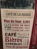 Carte et menu de Café brasserie de la mairie à Noisy le Grand — La carte