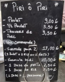 Menu Piri ô Piri - L'ardoise