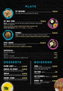 Menu Thaï-Fusian - Les plats, desserts et boissons