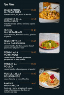 Menu Italian Kitchen - Les pates