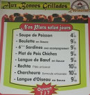 Menu Aux Bonnes Grillades - Les plats selon jours