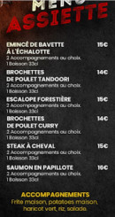 Menu La brasserie française - Les assiettes