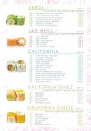 Menu Le Cube - Les verdi, jap roll, california, california dinde et california cheese