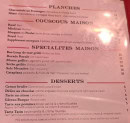Menu Les Arts - Les planches, couscous maison et spécialités maison,...